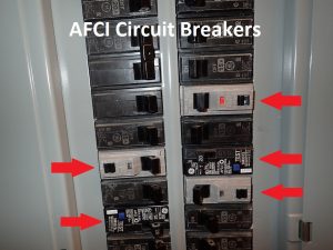 gfci and afci circuit breakers, home inspection 